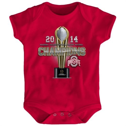 ohio st. buckeyes champions onesie, ohio state national champions baby creeper, ohio state national champions baby apparel
